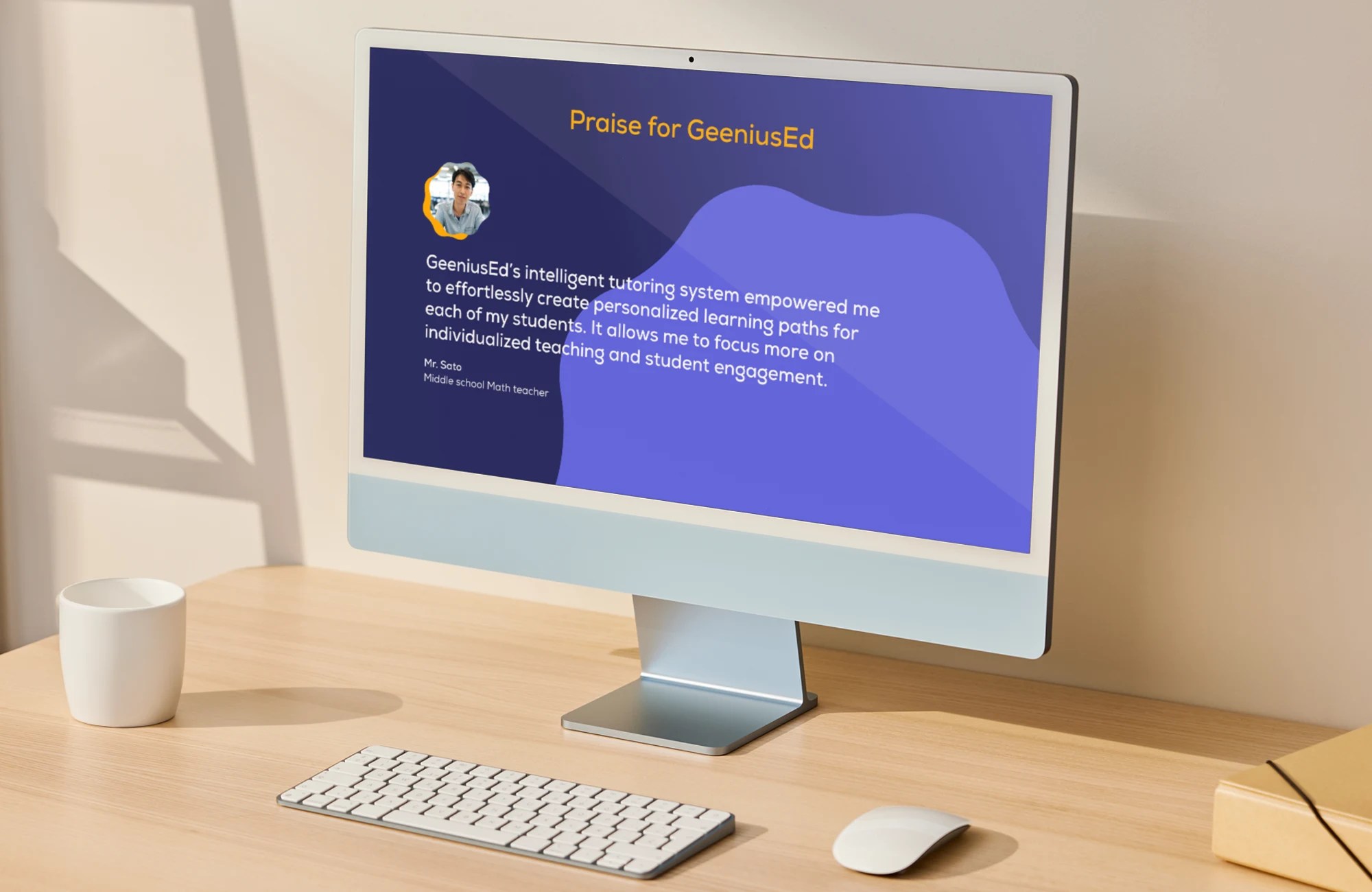 Testimonial quote section on an educational ai platform website.