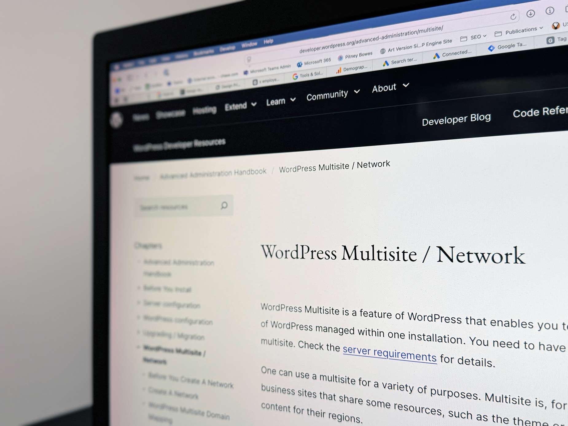 Screencapture of WordPress Multisite / Network web page