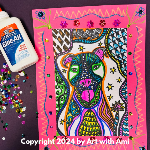 Alebrije Animal Art Project Example, for 5th grade elementary art class.
