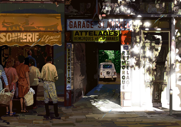 鈴木英人 イラスト版画作品｜「バミューダ島の午後のひととき」 1992年