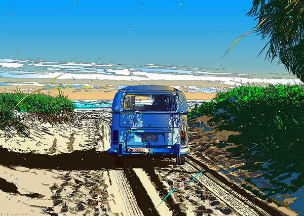 鈴木英人 イラスト版画作品｜「君住む楽園」 1997年 シルクスクリーン
