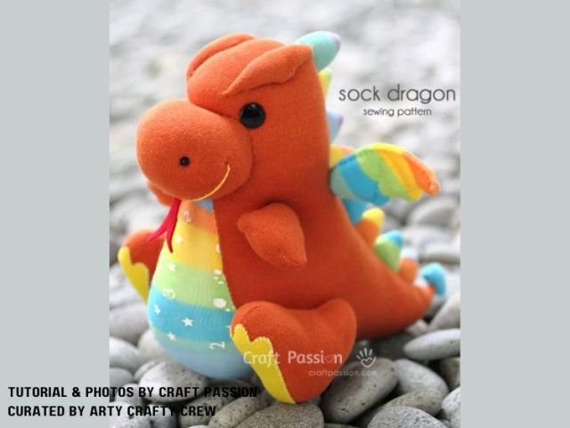 BLOG PHOTO - Sock dragon Sewing Pattern - 6 Creative Recycled Socks Crafts To Make