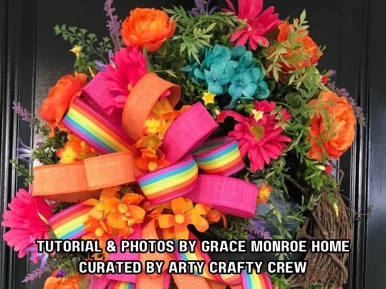 6. DIY Summer Wreath Tutorial - Brighten Up Any Door with These 10 Summer Wreath DIY Projects - Arty Crafty Crew