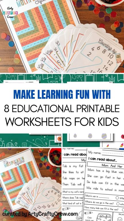 PIN 1 - Make Learning Fun With 8 Educational Printable Worksheets For Kids - Arty Crafty Crew