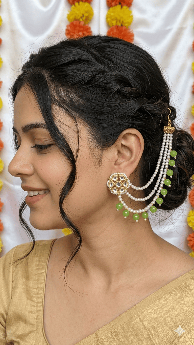 Kundan earrings with chains