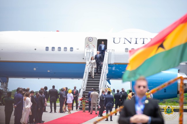 Vice-President Kamala Harris of the United States arrives in Ghana