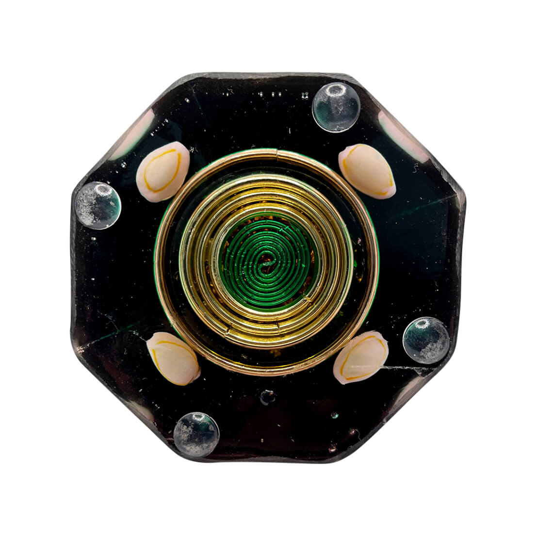 Dark Sea Shells - Small Octagon Pyramid Orgonite