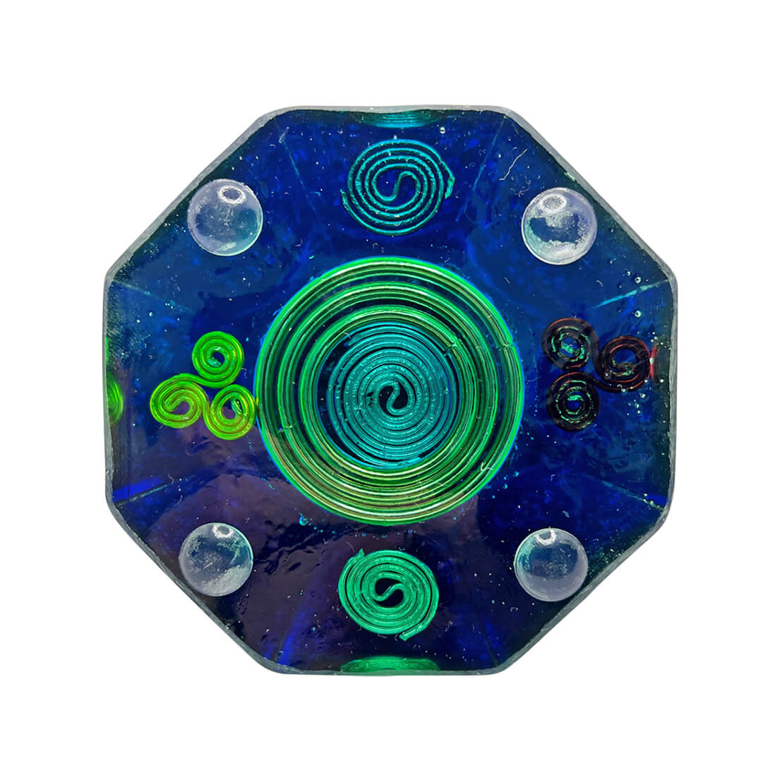 Green Blue - Small Octagon Pyramid Orgonite