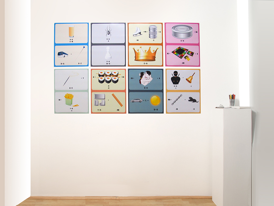 Installation view of Tim Roseborough's The Rebus Names Project at ASC Projects, 2014