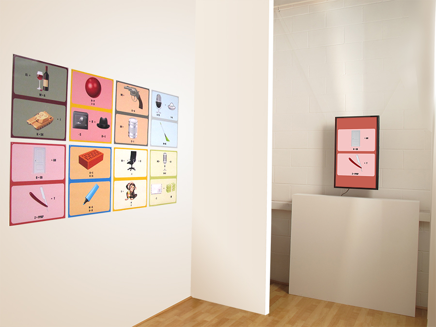 Installation view of Tim Roseborough's The Rebus Names Project at ASC Projects, 2014