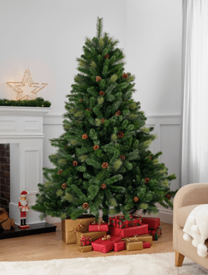 Amazon Com Nearly Natural 7ft Vermont Fir Artificial Christmas Tree With 350 Clear Led Lights Green Home Kitchen