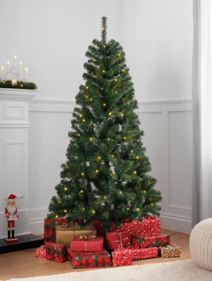 6 Foot Pre Lit White Lights Blue Spruce Christmas Tree Ebay