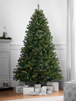 A christmas tree adorned with twinkling lights and ornaments is an essential holiday decoration. Green 7ft Pre Lit Christmas Tree Christmas George At Asda