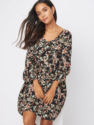 black floral long sleeve smock dress women george at asda on black floral dress long sleeve