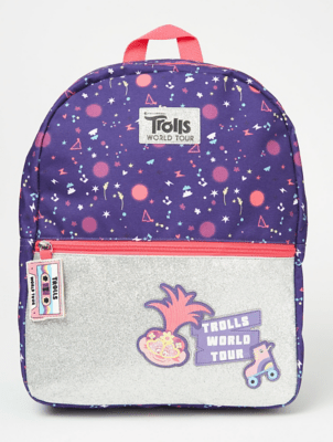 Trolls World Tour Poppy Purple Glitter Panel Backpack Kids George At Asda