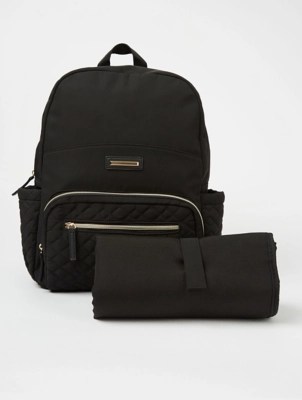 Black Quilted Baby Changing Rucksack Women George At Asda