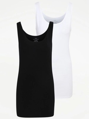 longline jersey vest tops 2 pack women george at asda on women's longline vest tops