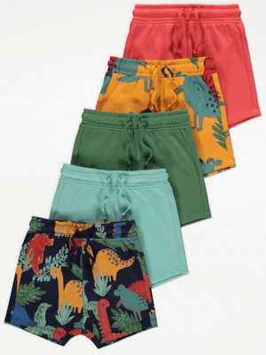Bright Dinosaur Print Shorts 5 Pack Kids George At Asda