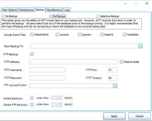 Act! Backup to off site ftp location