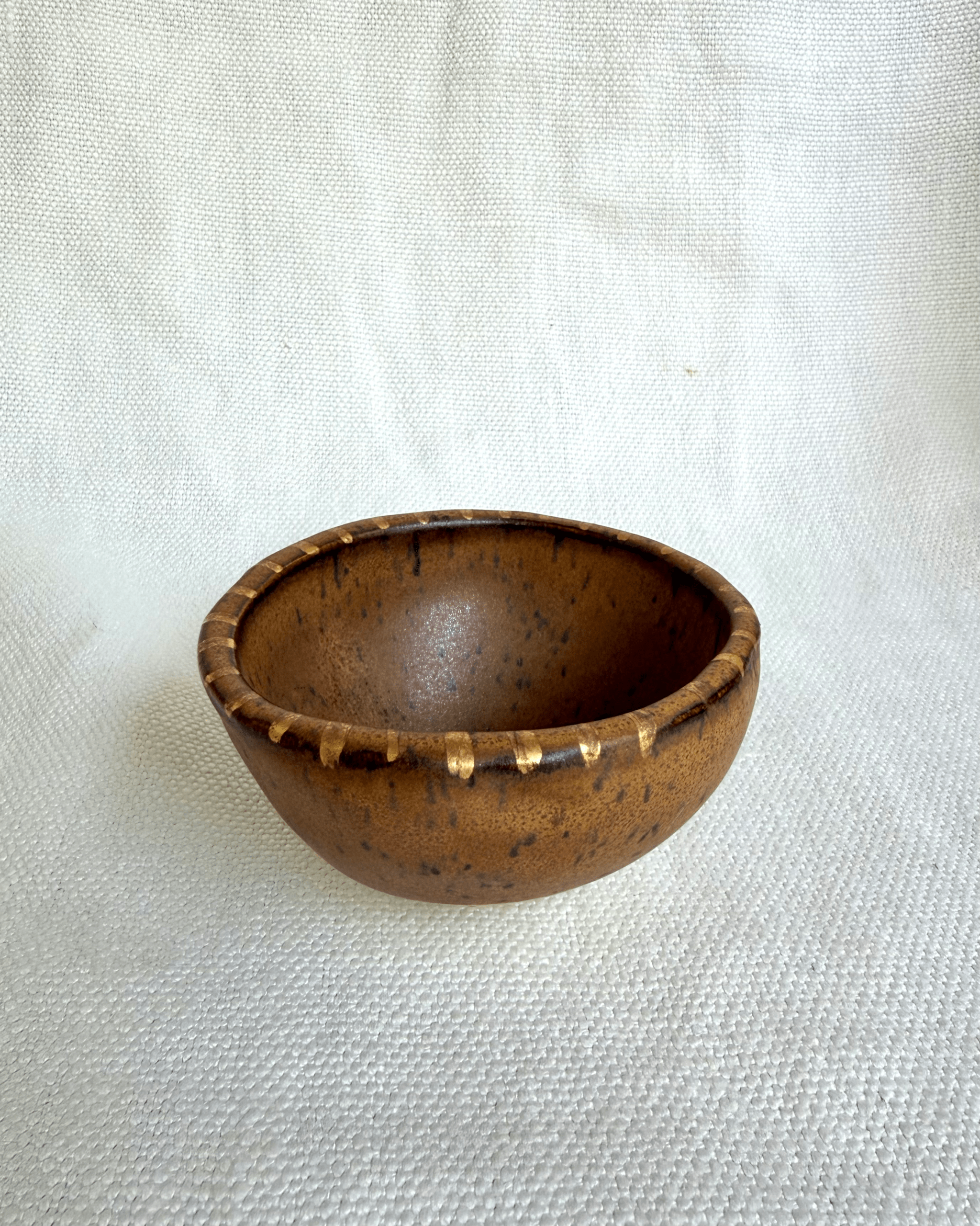 Small Brown Bowl with Gold Accents - One of a kind