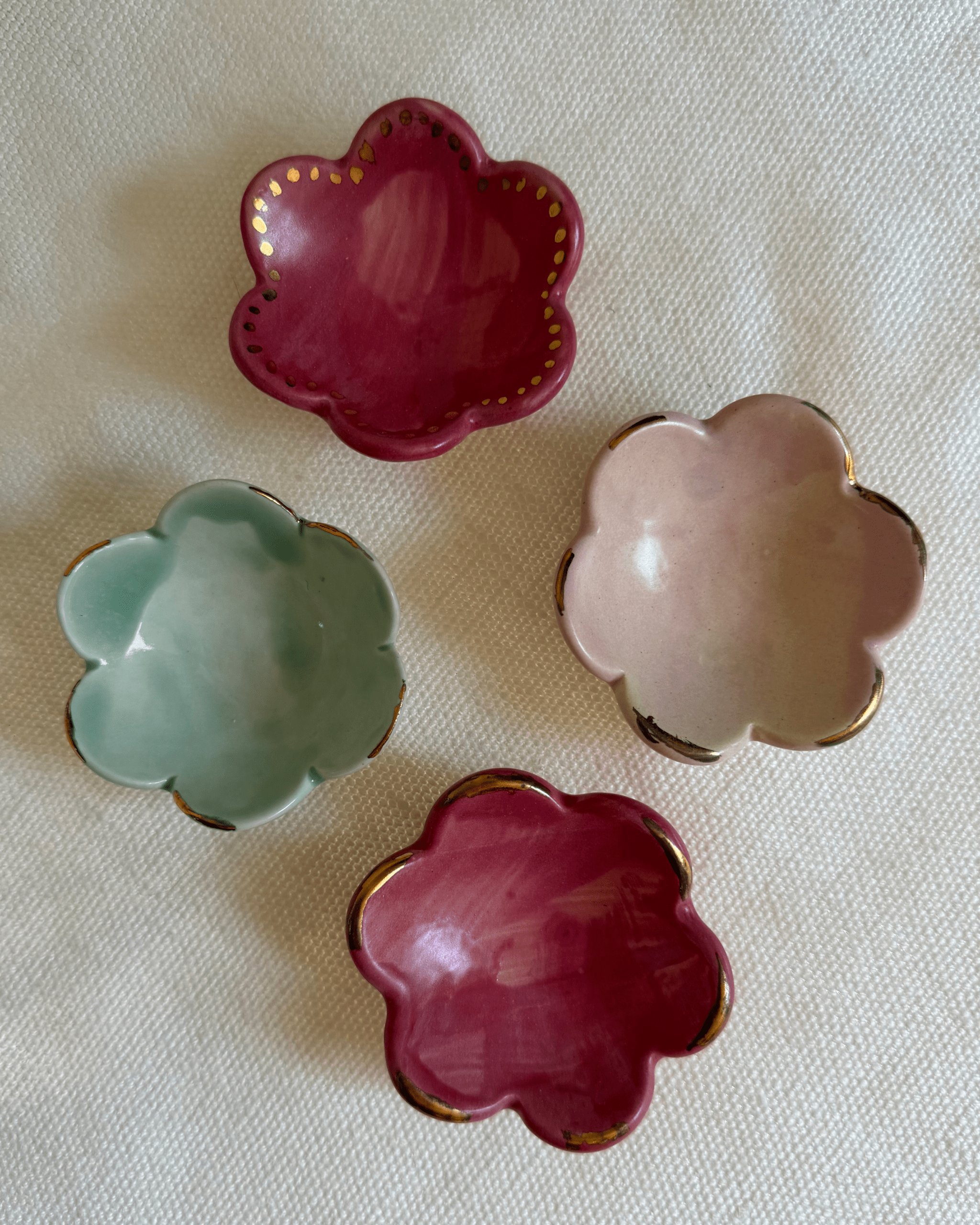 Forget-Me-Nots Flower Dish with gold luster accents