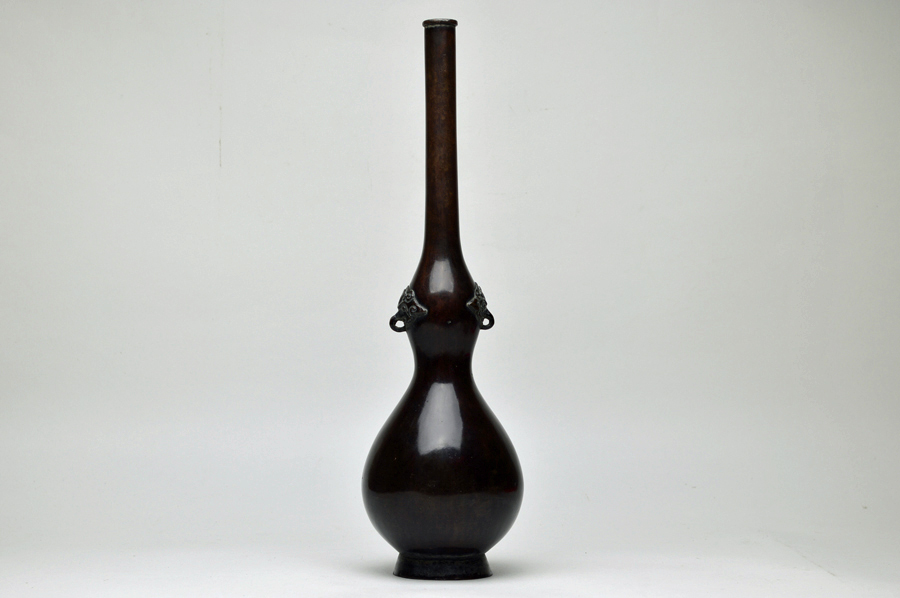 ▽Eb左1112 茶道具 古銅 銅器 掛花入 瓢箪 古銅瓢形花入 –