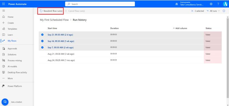 Cancel or resubmit flow runs in bulk | Power Automate - Ashish Coder