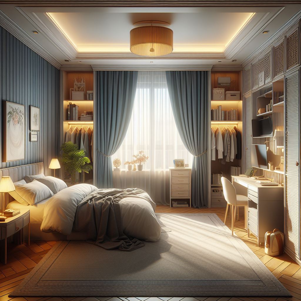 I used AI to generate this image of a bedroom with 5 structures