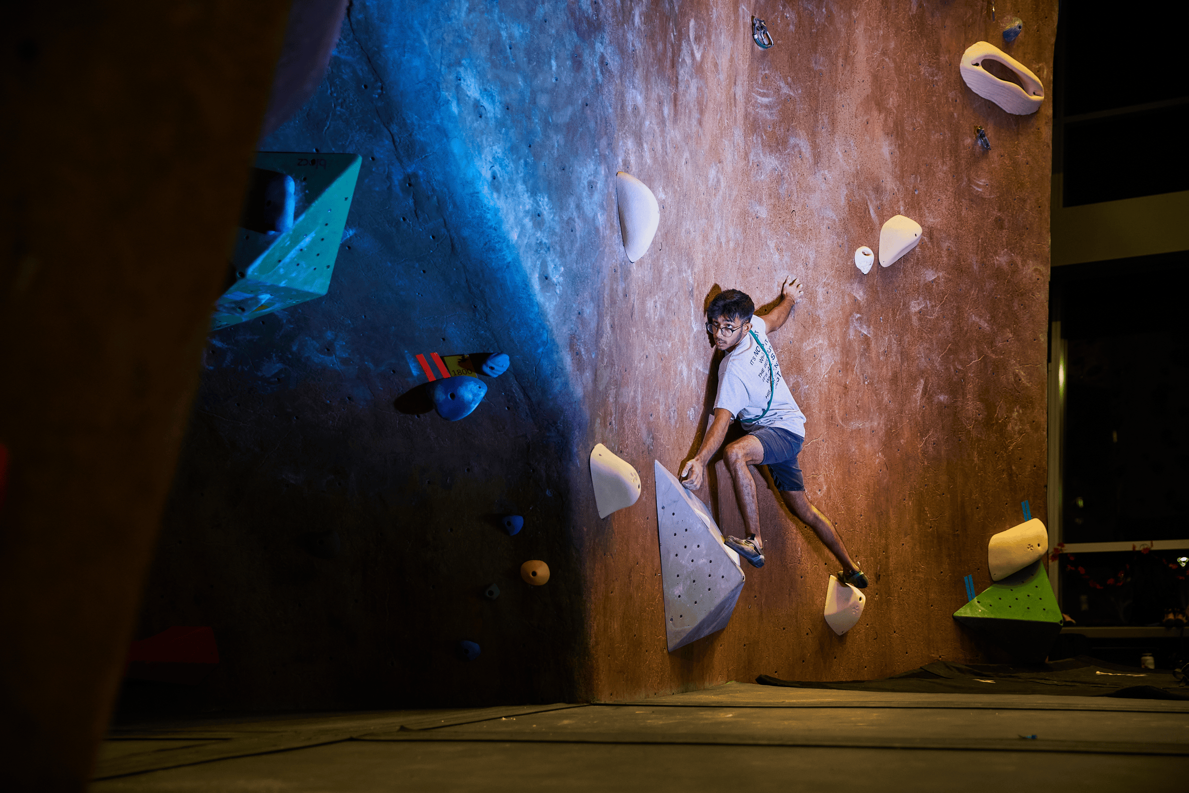 Climber rock climbing