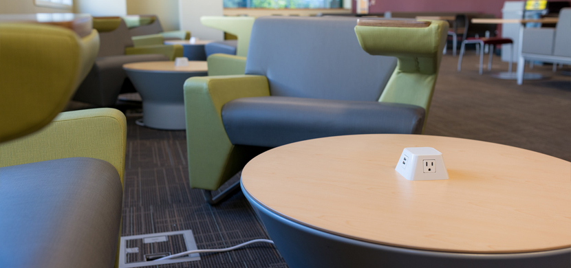 Study lounge furniture with a charging port