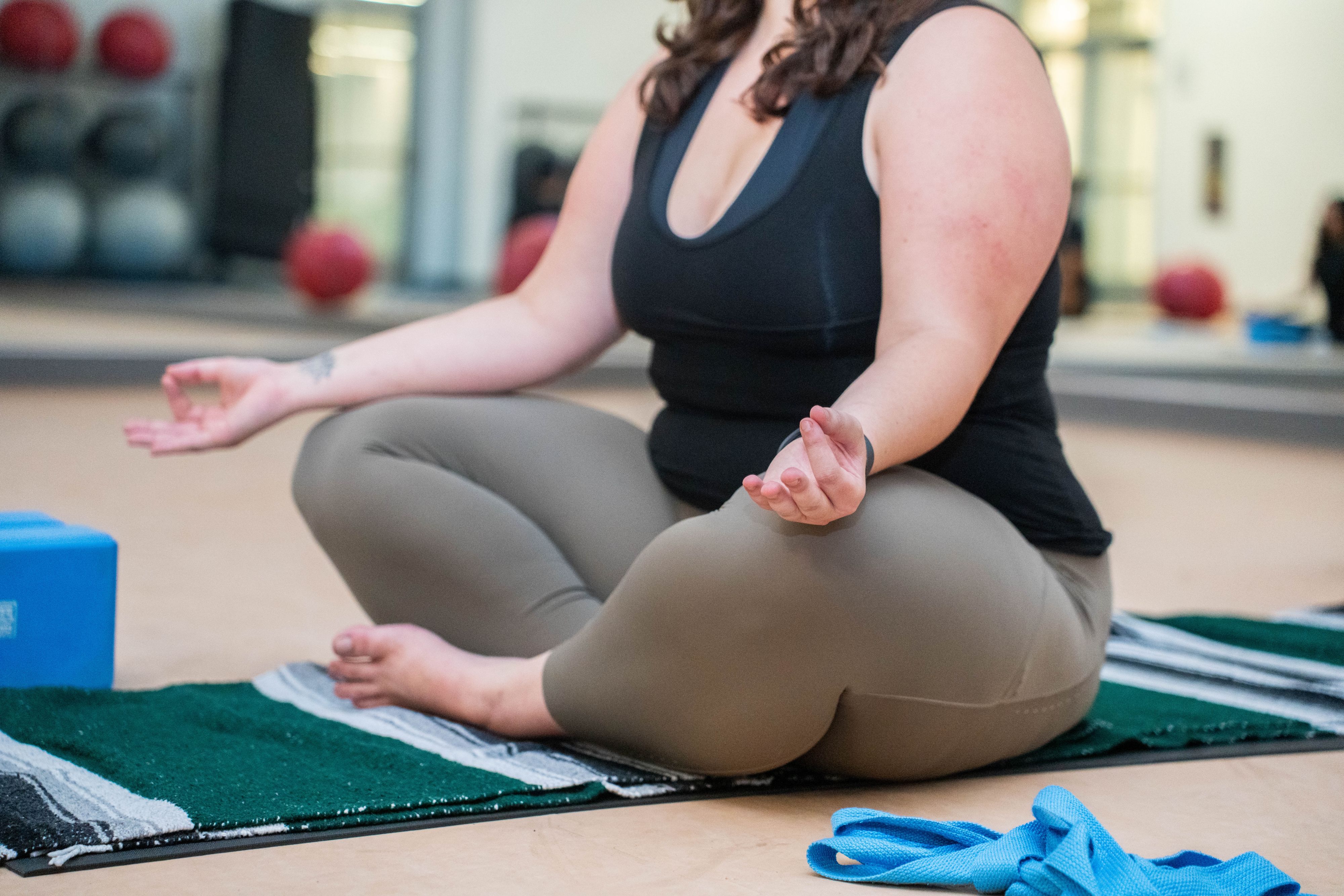 A student meditating