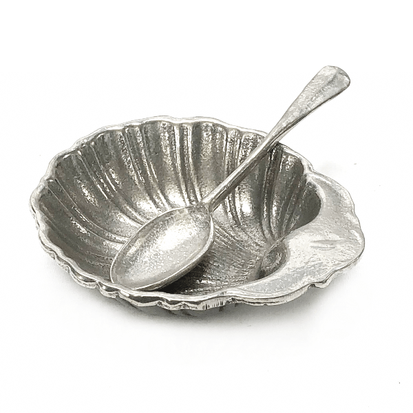 Shell Salt Cellar (with spoon) ASL Pewter