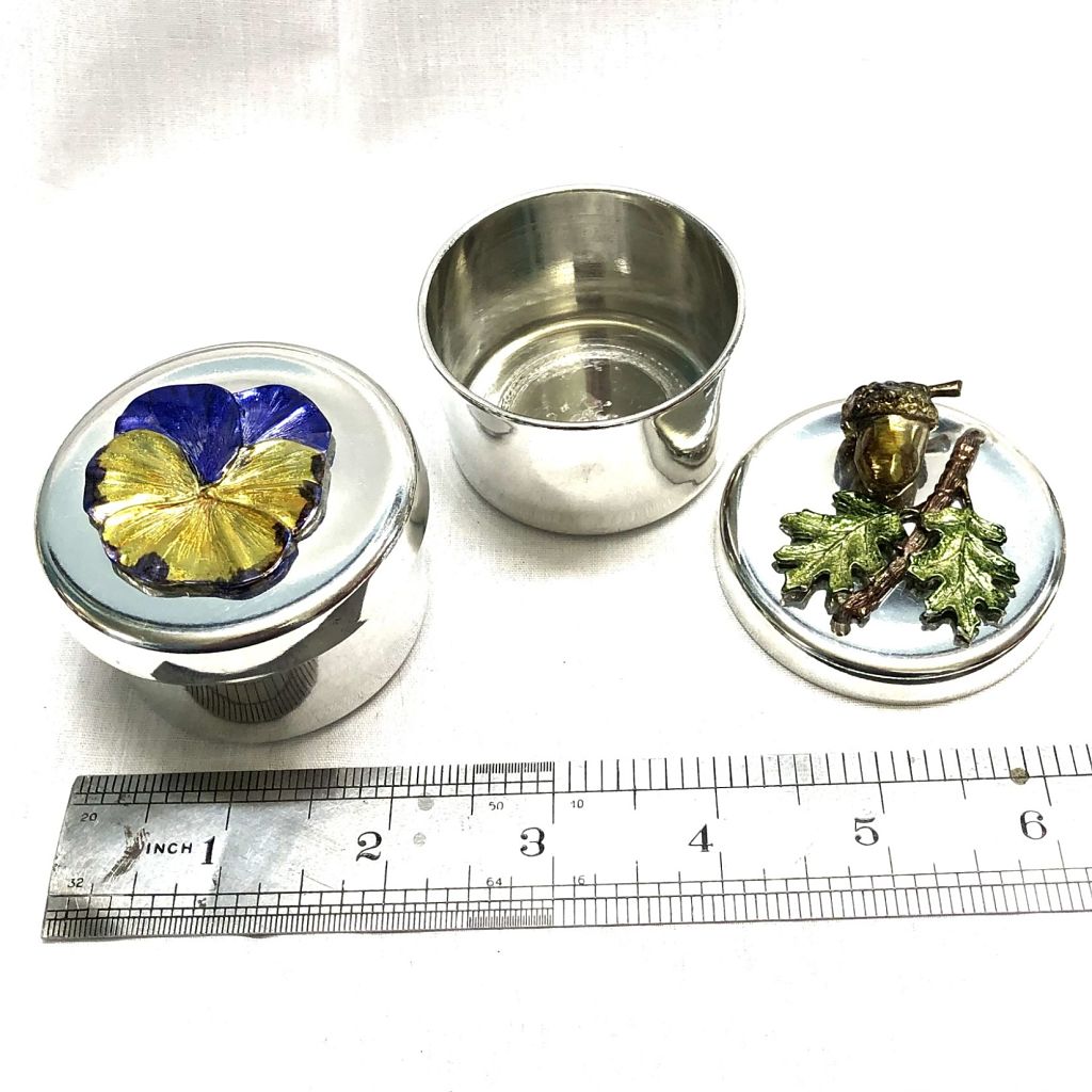 Pewter Box with Painted Rose - ASL Pewter