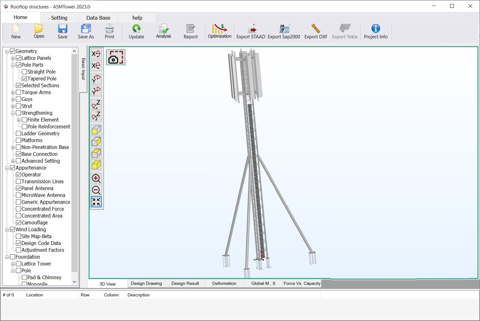 rooftop mast with struts