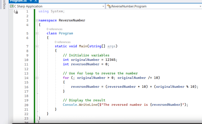 How To Reverse A Number In C# Using For Loop? - AspDotnetHelp.com