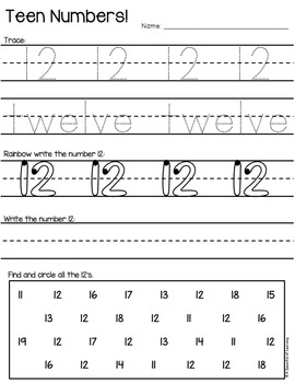 numbers 11 20 trace write and find a spoonful of learning