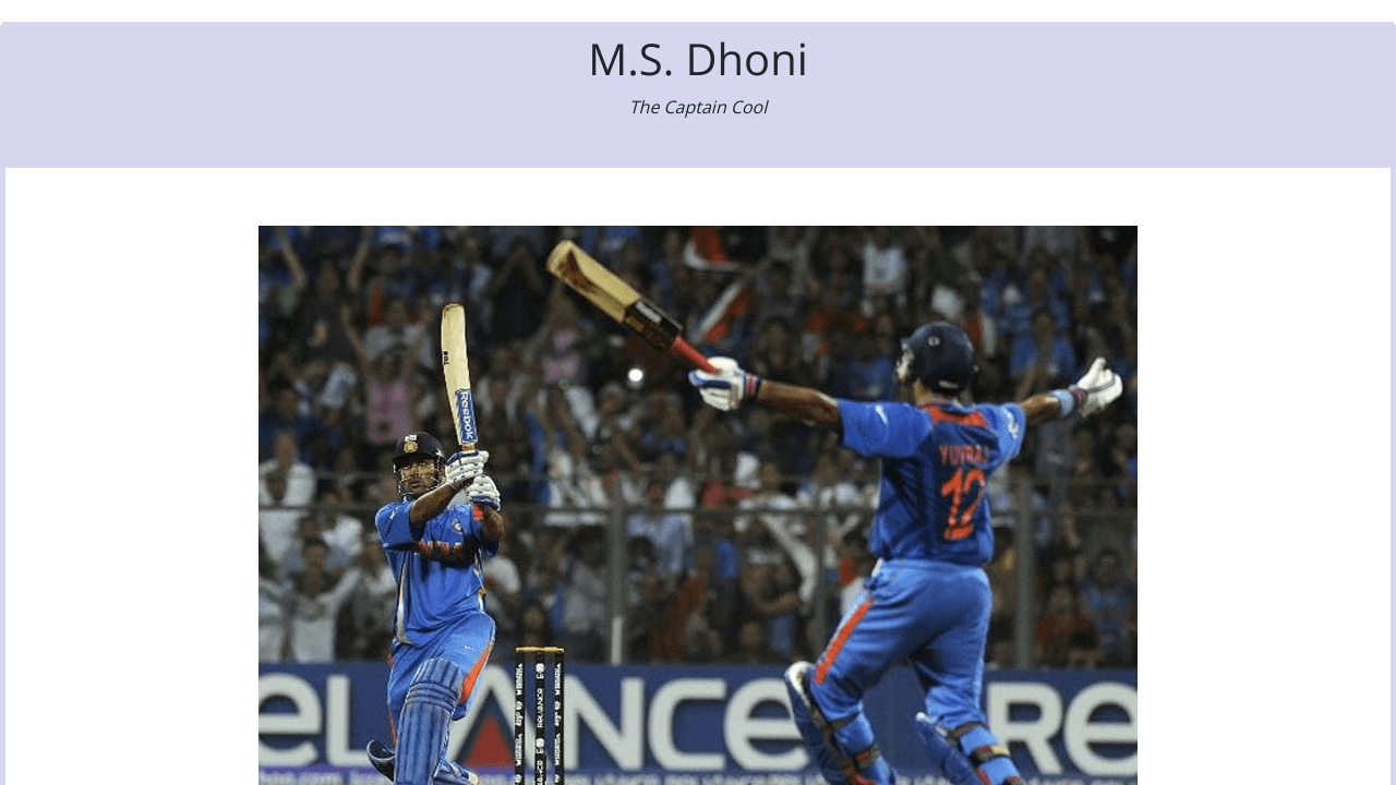 Ms Dhoni Tribute Page Code Feedback The Freecodecamp Forum