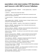 Nonviolent crisis intervention cpi questions and answers with 100%correct solutions.