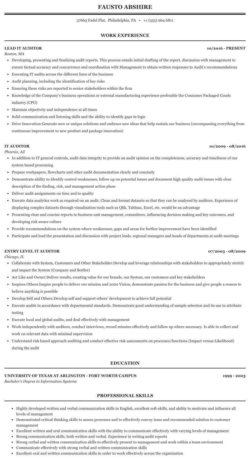 Entry Level Auditor Resume / Entry Level Tax Accountant Resume Templates At Allbusinesstemplates Com - Knowledgeable in popular auditing software.