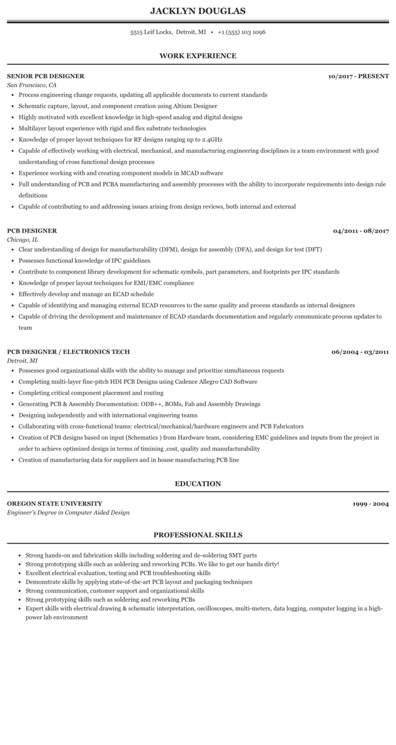 PCB Designer Resume Sample (2022)