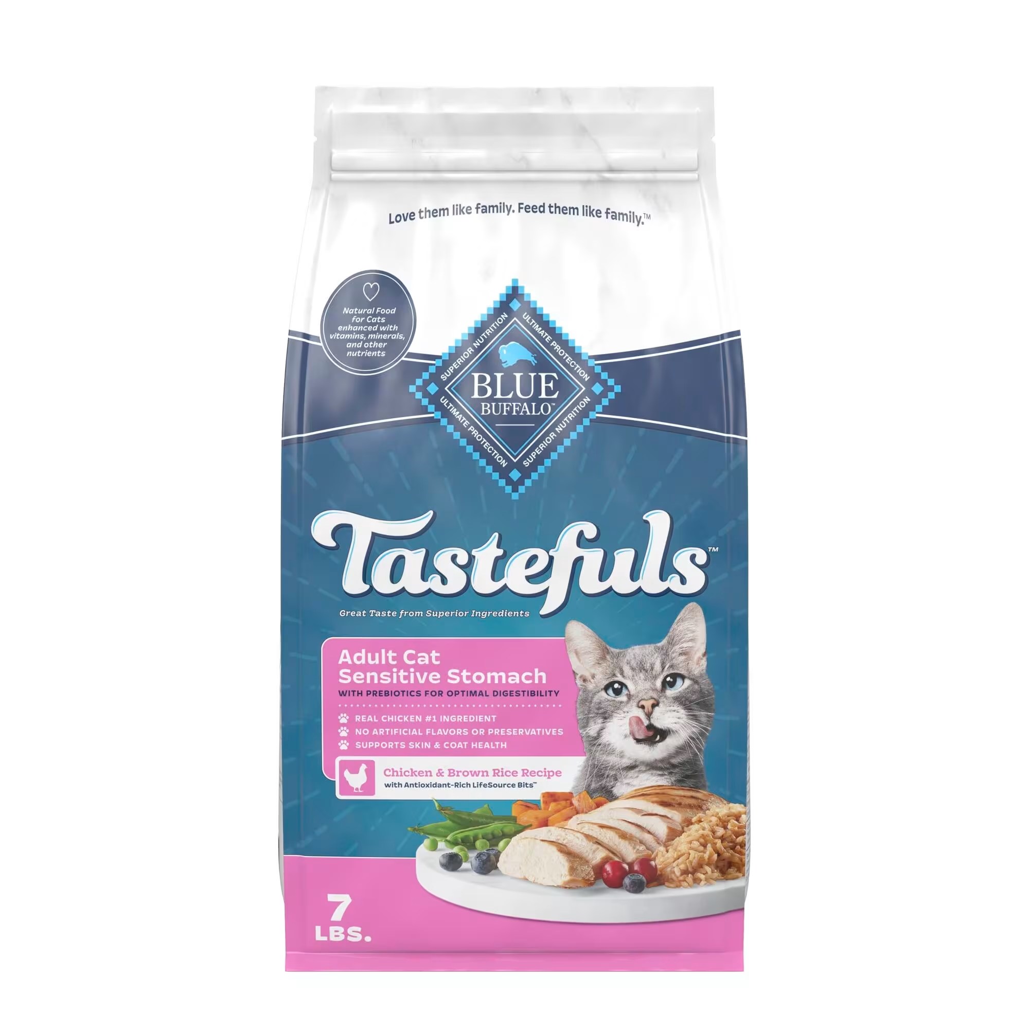 Blue buffalo sensitive stomach natural adult chicken & brown rice dry