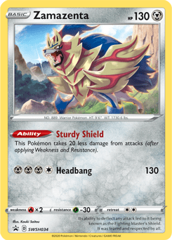 Zamazenta is a fighting/steel type pokémon introduced in generation 8. Zamazenta Pokedex