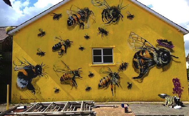 Buzzing Artist Swarms City Walls To Save The Bees Ecowatch