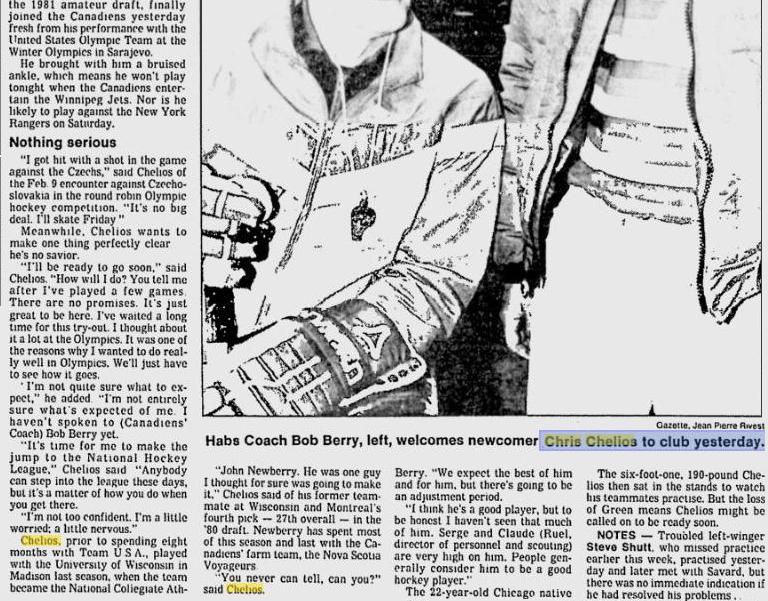 Flashback From the Olympics to the Habs ???The Coming of Chris??? Habs