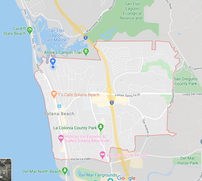 Solana Beach CA And Communities Solana Beach Real Solana Beach Arial Map 