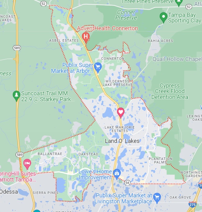 Where Is Land O Lakes Florida Land O Lakes On Map 