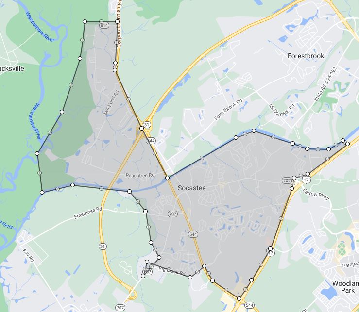 Mapping Myrtle Beach All Area Explained Socastee Map.