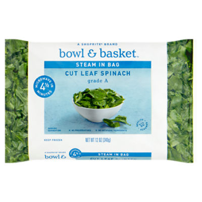 Bowl & basket steam in bag cut leaf spinach, 12 oz