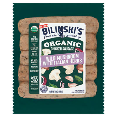 Bilinski's organic wild mushroom with italian herbs fully cooked