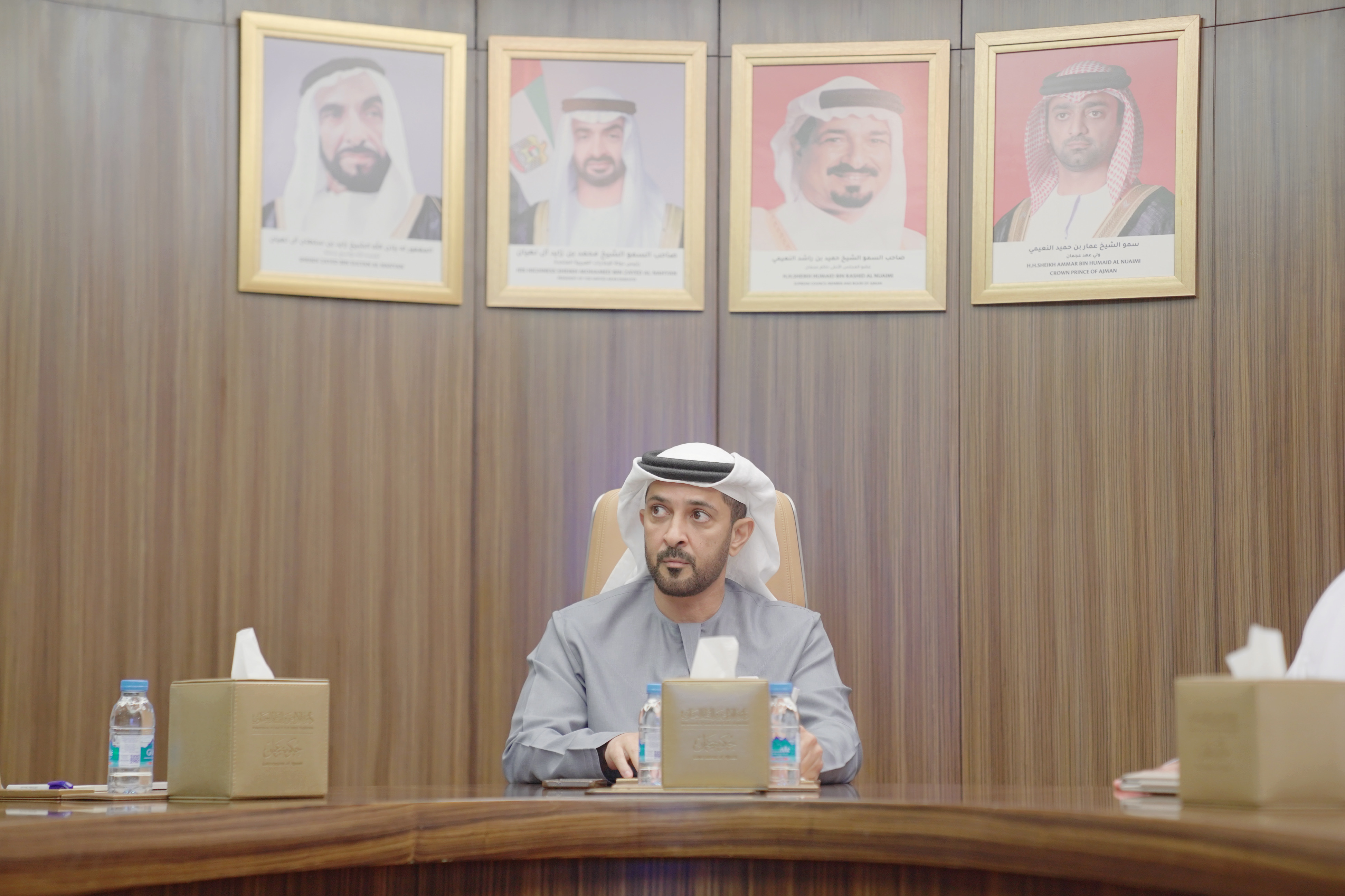 Abdulaziz bin Humaid reviews the report on real estate projects in Ajman in the first quarter